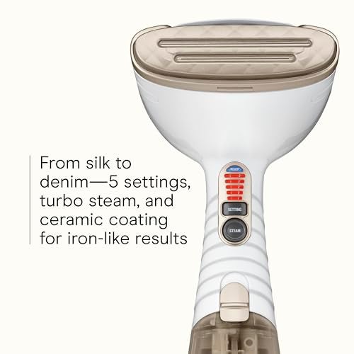 CONAIR مكواة بخار محمولة من كونير للملابس، بخار قماش توربو إكستريم ستيم 1875 واط، تصميم محمول باليد، بخار قوي يتخلل الأقمشة، أبيض/شمبانيا - Image 4