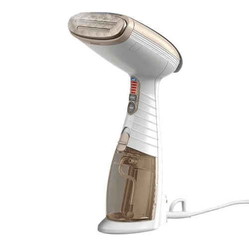CONAIR مكواة بخار محمولة من كونير للملابس، بخار قماش توربو إكستريم ستيم 1875 واط، تصميم محمول باليد، بخار قوي يتخلل الأقمشة، أبيض/شمبانيا - Image 1