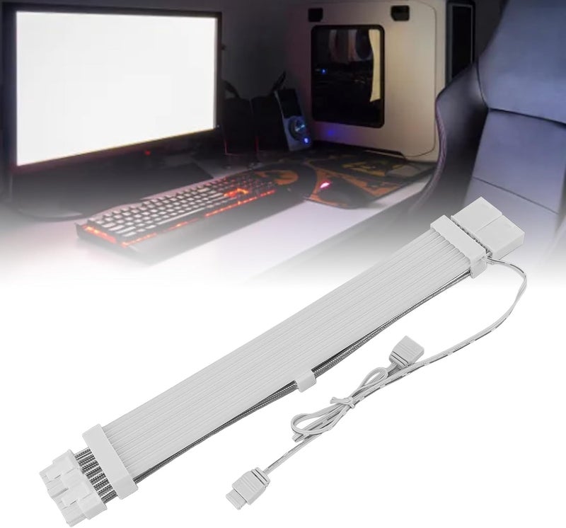 RGB Power Extension Cable, ARGB PSU Cable, Addressable RGB 5V 3 Pin Sync Cable with 18AWG Wire for Desktop PC, Compatible with AURA Mystic Light RGB Fusion 2.0 (2x8PIN Graphics Card ARGB Neon Cable) - Image 5