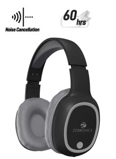 ZEBRONICS THUNDER Bluetooth 5.3 Wireless Headphones with 60H Backup, Gaming Mode, Dual Pairing, ENC, AUX, Micro SD, Voice assistant, Comfortable Earcups, Call Function(Black)