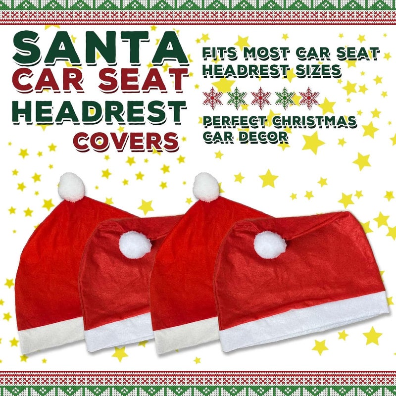 Yixin 4-Piece Santa Claus Hat Car Seat Headrest Covers - Festive Car Decoration - Image 5