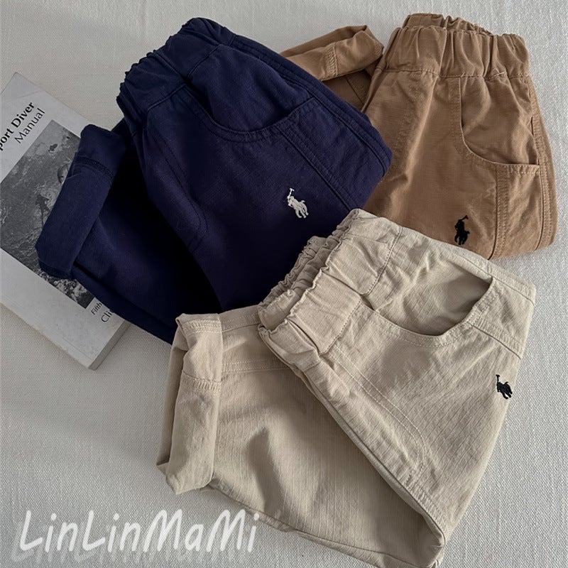 Children'S Trousers 2025 Models For Boys And Girls, Solid Color Embroidered Carrot Pants, Versatile Baby Trousers - Image 4