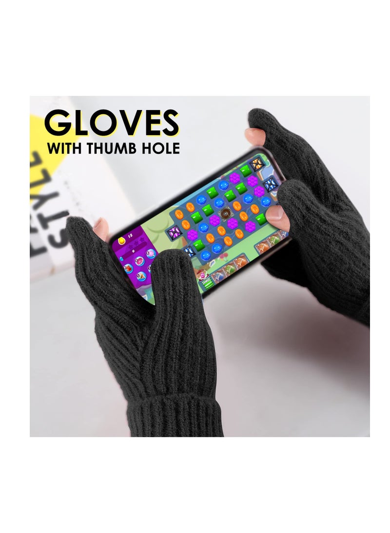 Zikra Winter Knit Gloves for Men Women, Touch Screen Texting Gloves, Warm Knitted Glove for Outdoor Soft Elastic Lining, 3Pack - Image 3