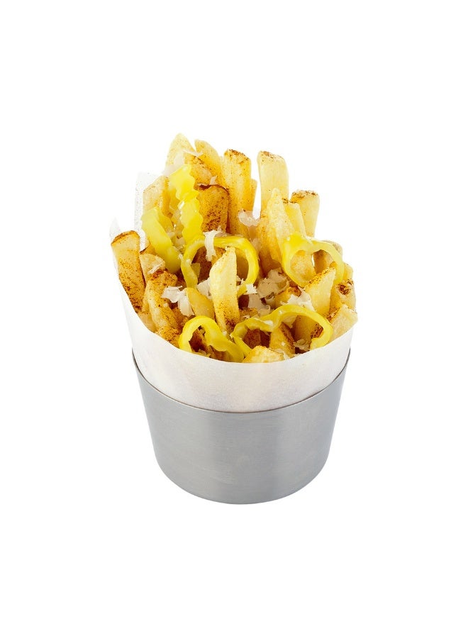 Restaurantware Met Lux 3.1 x 2 Inch French Fry Cup, 1 Short French Fry Holder - Satin Finish, Durable, Stainless Steel Fry Cup, For Serving Chips, Onion Rings, Tater Tots, or Vegetables,  - Image 2