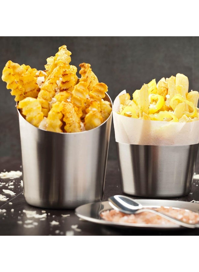 Restaurantware Met Lux 3.1 x 2 Inch French Fry Cup, 1 Short French Fry Holder - Satin Finish, Durable, Stainless Steel Fry Cup, For Serving Chips, Onion Rings, Tater Tots, or Vegetables,  - Image 3