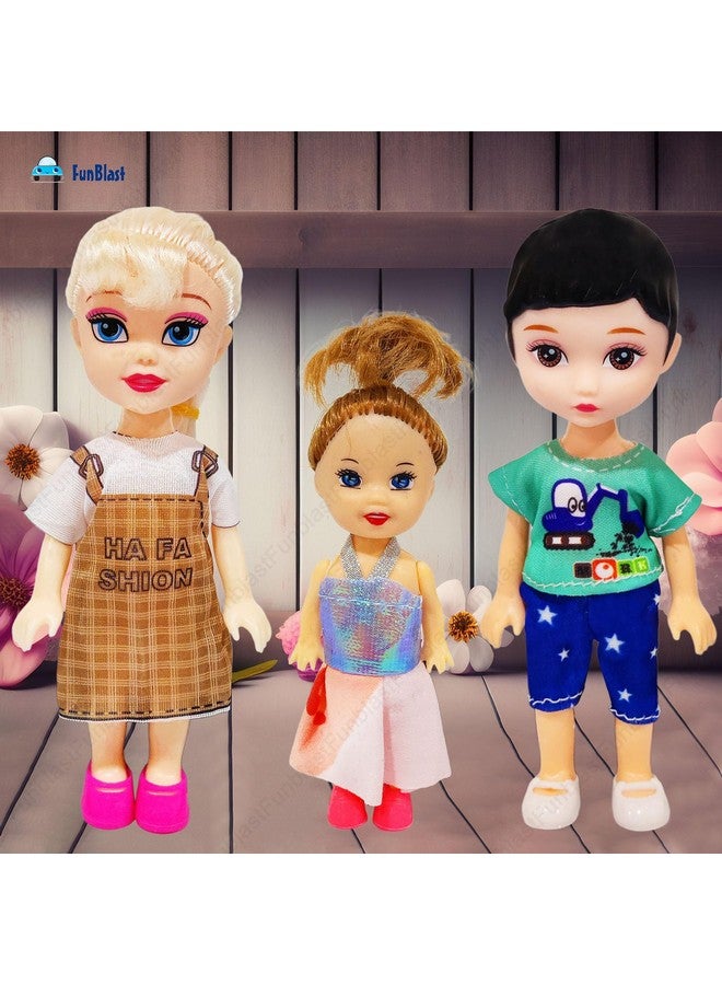 FunBlast Dolls for Girls - 3 Cute Family Doll Set, Toy for Girls, Realistic Doll Toy for Kids, Cute Dolls for Girls, Doll Toys for Kids, Birthday Gift for Girls (Multicolor) - Image 3