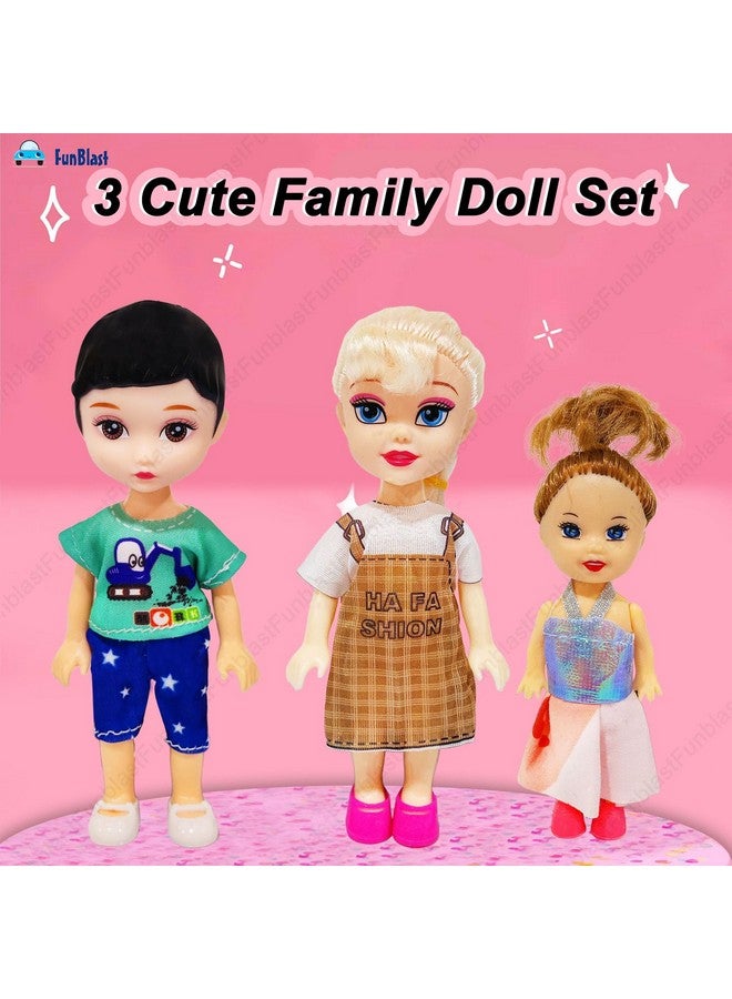 FunBlast Dolls for Girls - 3 Cute Family Doll Set, Toy for Girls, Realistic Doll Toy for Kids, Cute Dolls for Girls, Doll Toys for Kids, Birthday Gift for Girls (Multicolor) - Image 4