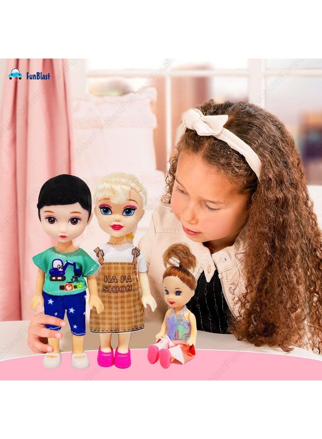 FunBlast Dolls for Girls - 3 Cute Family Doll Set, Toy for Girls, Realistic Doll Toy for Kids, Cute Dolls for Girls, Doll Toys for Kids, Birthday Gift for Girls (Multicolor) - Image 5