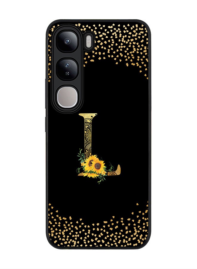 Stylizedd For vivo V40 Lite Case,Slim fit Camera Protection, Shockproof Thin Phone cover - Custom Floral Monogram - L ( Black ) - Image 1