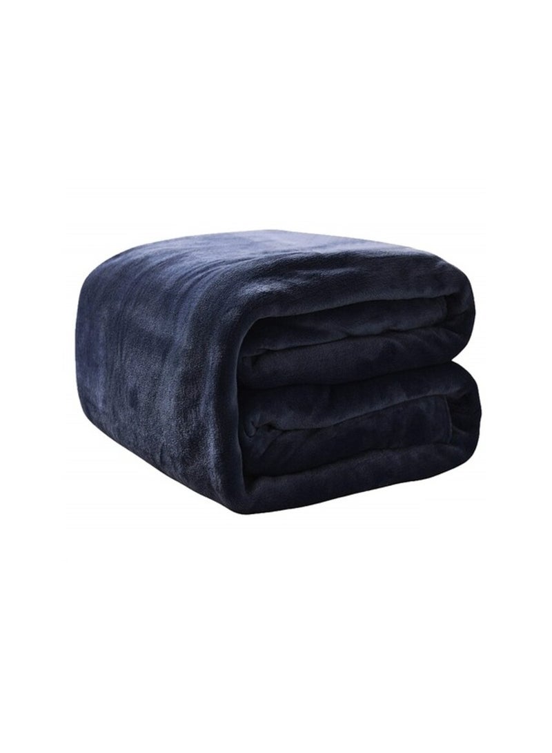 PROMASS Silky Plain Microfiber Bed Blanket Double Size Navy Blue