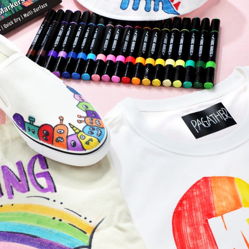 Pagather Fabric Markers Permanent for Clothes, 40 Colors Dual Tip with Fine and Chisel Tips Paint Pens for Clothing Canvas Tote Bags T-Shirt and Shoes, Non Toxic Ink for Kids and Adults - Image 5