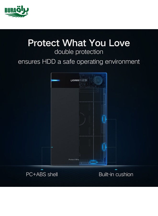 BURAQ UGREEN US222 HDD Enclosure 2.5 / 3.5 inch SATA to USB 3.0 SSD Adapter Hard Disk Drive Box External HDD Case, Support UASP Protocol  - Image 3