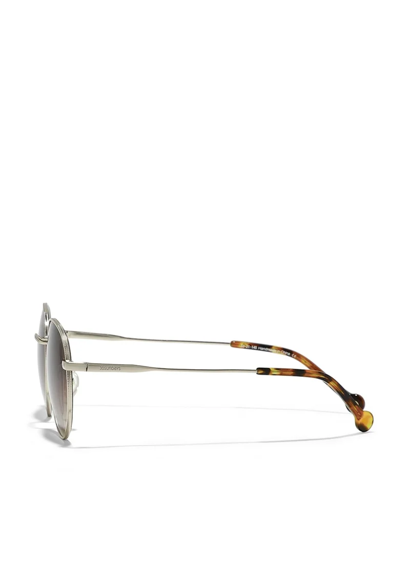 30 سندايز LIMITLESS Unisex Brown Sunglasses - Frame Material: Metal - Lens Color: Brown- Frame Color: Japanese Gold - Full Rim