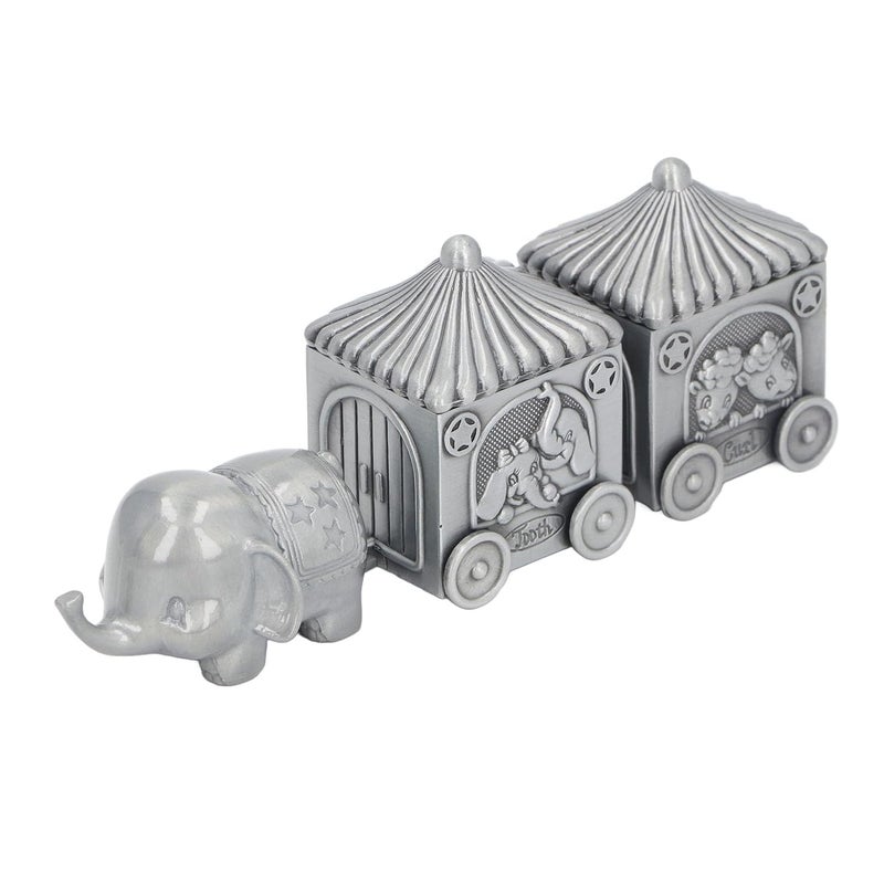 Baby Teeth Organizer Elephant Keepsake Box, Metal Collection Container with 2 Carriage Storage Boxes and Elephant Statue for Newborn Shower Birthday Gift - Image 1