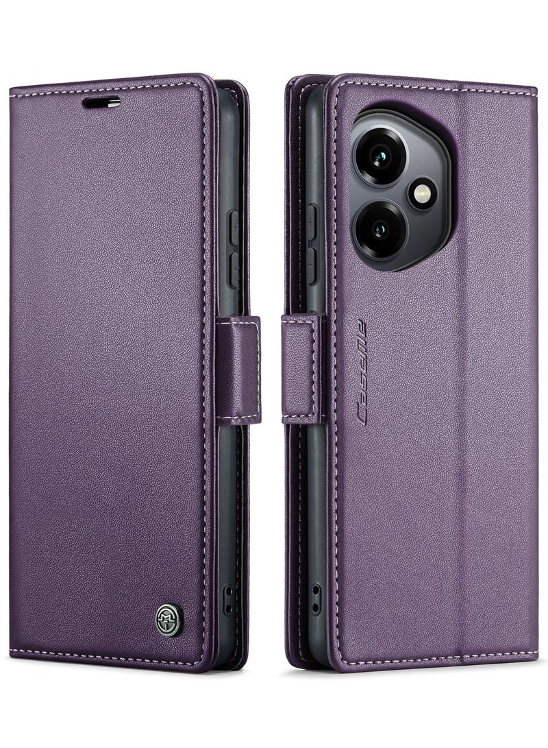 CaseMe Phone Case Luxury PU Leather Design Anti Fingerprint 023 Flip Cover Card Slot Holder Cover For Honor 400  (Purple) - Image 1
