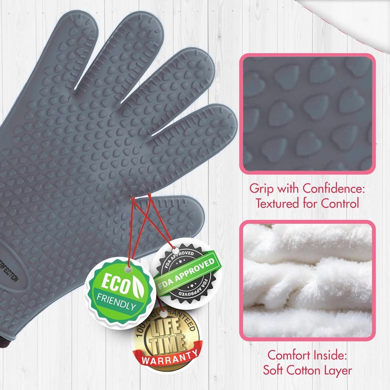 Kitchen perfection S Silicone Smoker Oven Gloves for Women -Extreme Heat Resistant BBQ Gloves -Handle Hot Food Right on Your Grill Fryer |Waterproof Oven Mitts Cooking Gloves |Superior Set+3 Bonuses - Image 3
