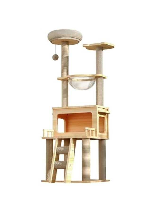 Beauenty Cat Tree Tower, Modern Cat Condo with Space Capsule Nest, Sisal Covered Scratching Post, and Ladder for Indoor Cats - Image 1