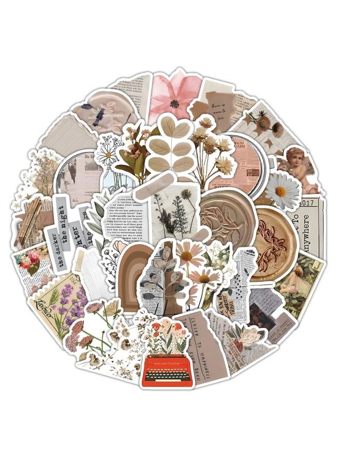 ANUWKS 120Pcs Mixed Vintage Stickers, Waterproof Scrapbook Aesthetic Sticker for Daily Planner, Water Bottles, Handbook Junk Journal Stickers, Scrapbooking Journaling Supplies for DIY Paper Crafts - Image 3