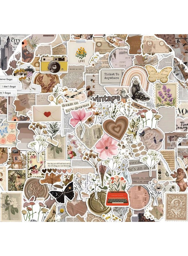ANUWKS 120Pcs Mixed Vintage Stickers, Waterproof Scrapbook Aesthetic Sticker for Daily Planner, Water Bottles, Handbook Junk Journal Stickers, Scrapbooking Journaling Supplies for DIY Paper Crafts - Image 1