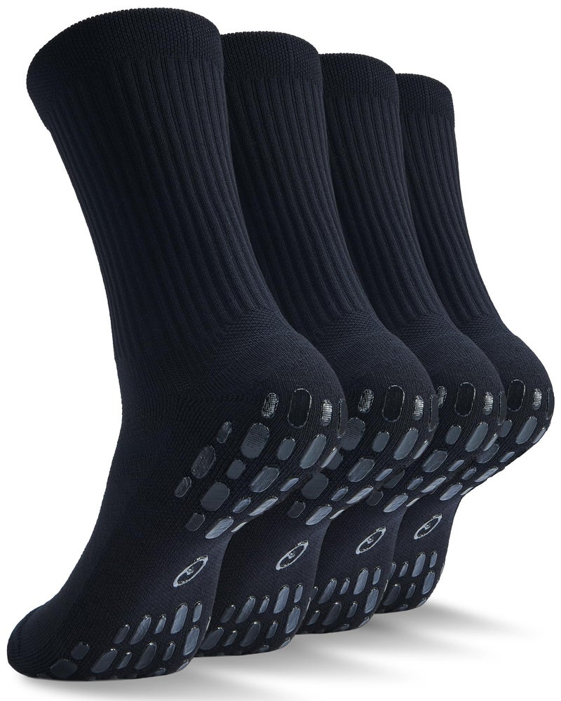 CWVLC Grip Socks Soccer - Cushioned Non-Slip Grippy for Men & Women Athletic - Barre Hospital Sticky Slipper Socks, X-Large, Black, 2 Pairs - Image 1