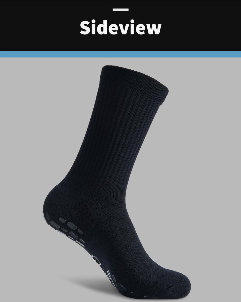 CWVLC Grip Socks Soccer - Cushioned Non-Slip Grippy for Men & Women Athletic - Barre Hospital Sticky Slipper Socks, X-Large, Black, 2 Pairs - Image 5