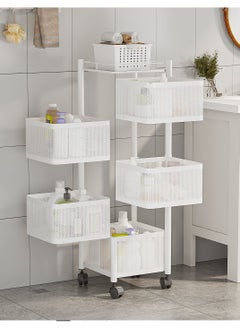 5 Layers Square Bathroom Organizer Basket Black