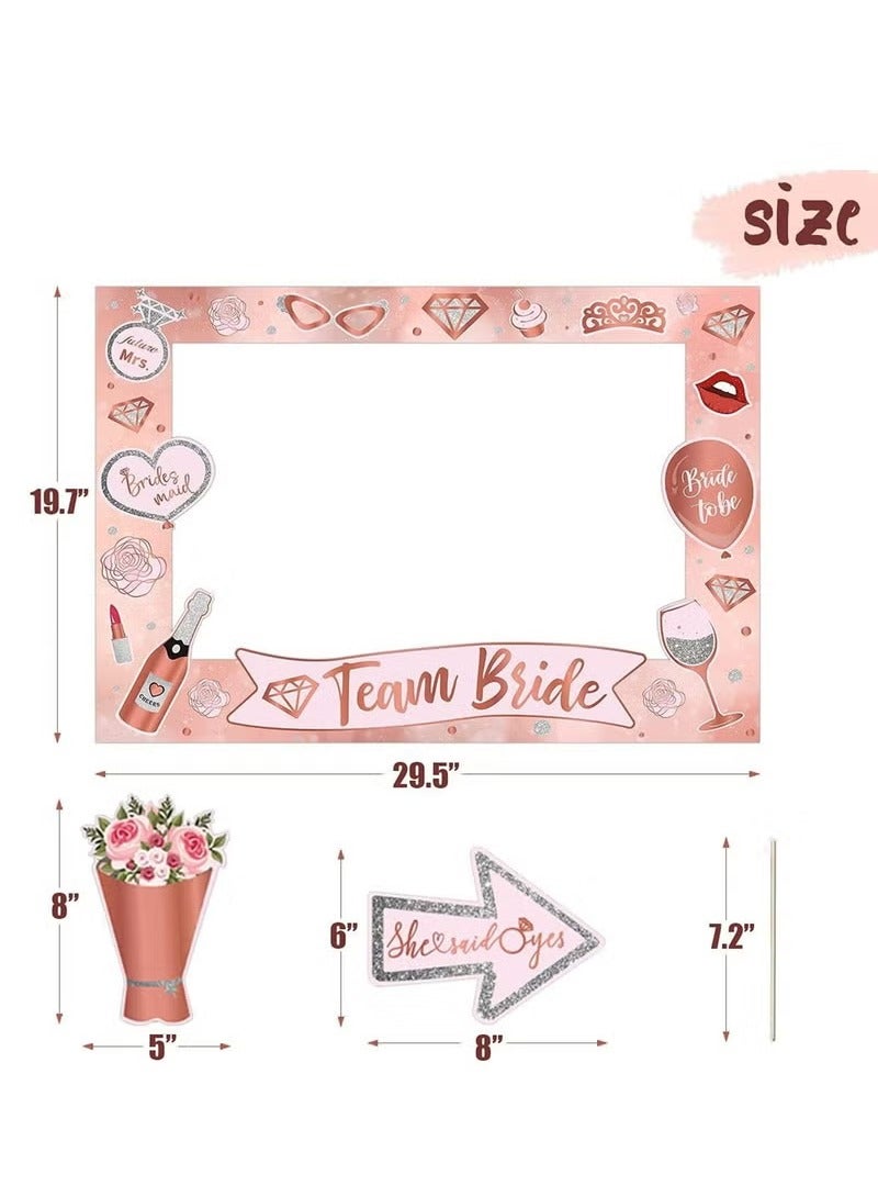 Hicomony Hen Party Decoration-25Pcs Photo Booth Props,Rose Gold Team Bride and Groom Selfie Props Paper Photo Frame Hen Party Accessories for Wedding Engagement Bridal Shower Bachelorette Hen Do Party Games - Image 5