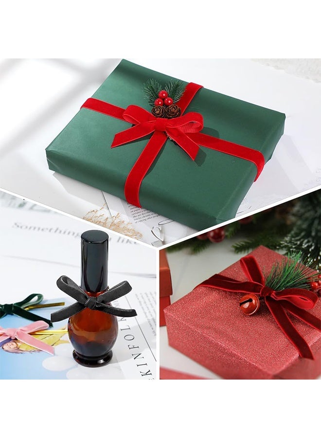 ليمون ٥ قطع من شرائط المخمل العتيق، بكرة واحدة، شريط مخملي ساتان لتزيين أكاليل الزهور، صناعة فيونكات يدوية، تغليف هدايا (بورجوندي، ١ سم، ١٠ ياردات) - Image 3