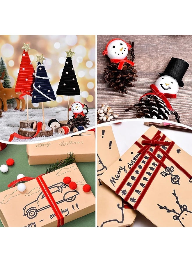 ليمون ٥ قطع من شرائط المخمل العتيق، بكرة واحدة، شريط مخملي ساتان لتزيين أكاليل الزهور، صناعة فيونكات يدوية، تغليف هدايا (بورجوندي، ١ سم، ١٠ ياردات) - Image 4