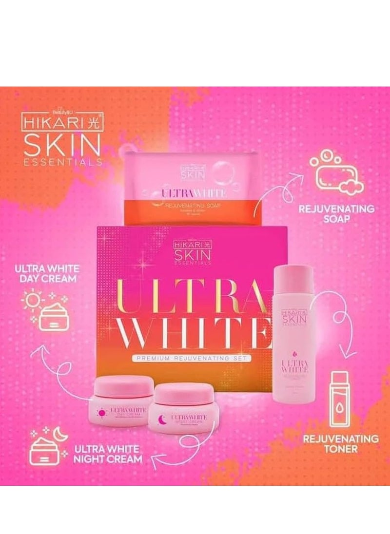 Hikari - Hikari Skin Essentials Ultra White – Complete Rejuvenating Set with Day & Night Cream, Toner & Soap - Image 1