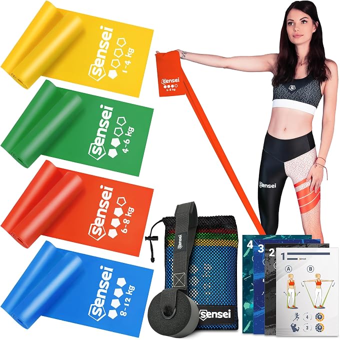 SENSEI Gymnastikbnder & Fitnessbnder (200 Cm)  Extra Lange Widerstandsbnder Aus 100% Naturlatex  Ideal Fr Physiotherapie, Pilates, Yoga & Krafttraining  Inklusive E-Book - Image 4