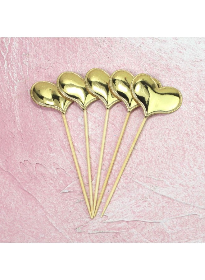 Birthday Cake Decorative Pentagram Plug-in Crown Love PU Plug-in Dress Up Dessert Baking-Color:Pink-Specifications:PuHeart 50 Pack - Image 3