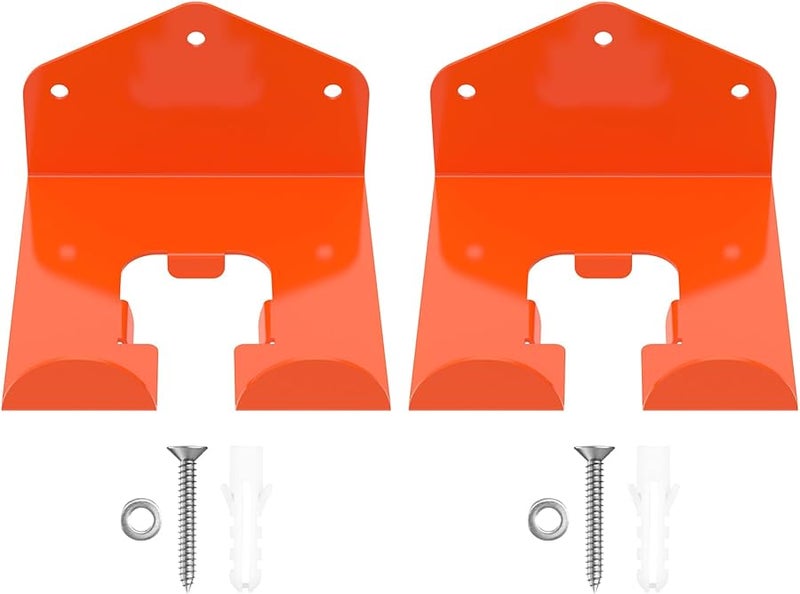 خطاف برتقالي لتقليم الأعشاب مثبت على الحائط، حامل أدوات مرآب متين، قطعتان - Image 2