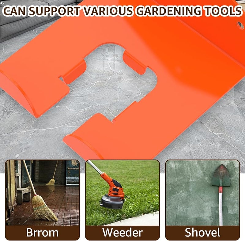 خطاف برتقالي لتقليم الأعشاب مثبت على الحائط، حامل أدوات مرآب متين، قطعتان - Image 5