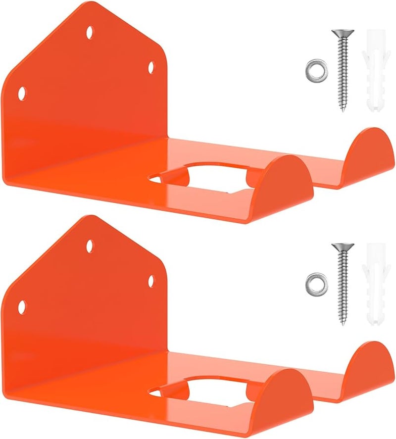 خطاف برتقالي لتقليم الأعشاب مثبت على الحائط، حامل أدوات مرآب متين، قطعتان - Image 3