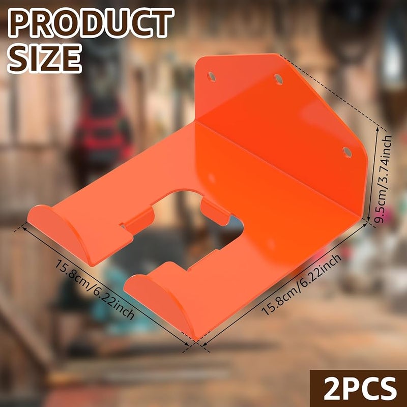 خطاف برتقالي لتقليم الأعشاب مثبت على الحائط، حامل أدوات مرآب متين، قطعتان - Image 4