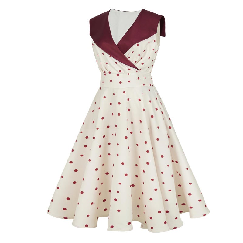 HIGAKI Women's 1950s Dress Tea Party V-Neck Sleeveless Dress(DR0065HB,2XL) - Image 4