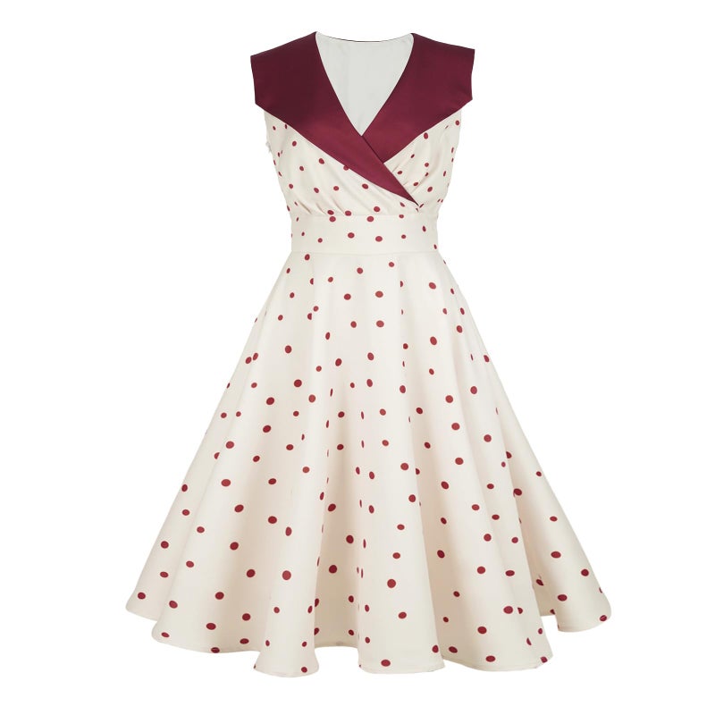HIGAKI Women's 1950s Dress Tea Party V-Neck Sleeveless Dress(DR0065HB,2XL) - Image 3