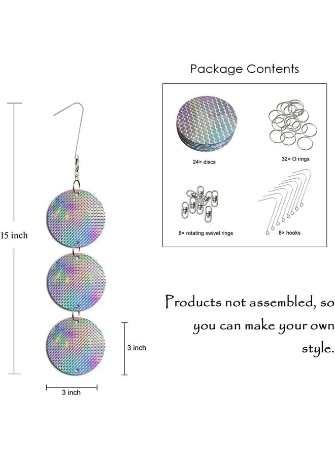 MVAQKLM  - [Upgrade] 24 Pcs Holographic Reflective Bird Scare Discs Pigeons, Bird Reflectors Scarer, Keep Birds Away (24 Round Disks) - Image 1