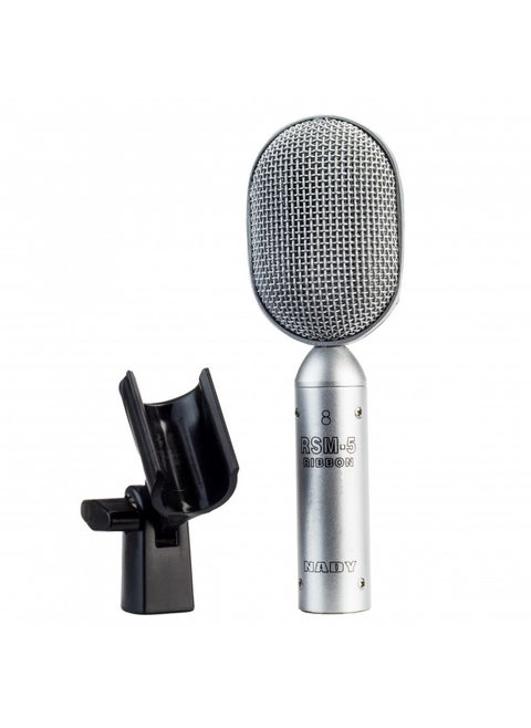 Nady RSM-5 Ribbon Microphone - Unique compact shape perfect for close miking, includes microphone clip and soft cloth pouch