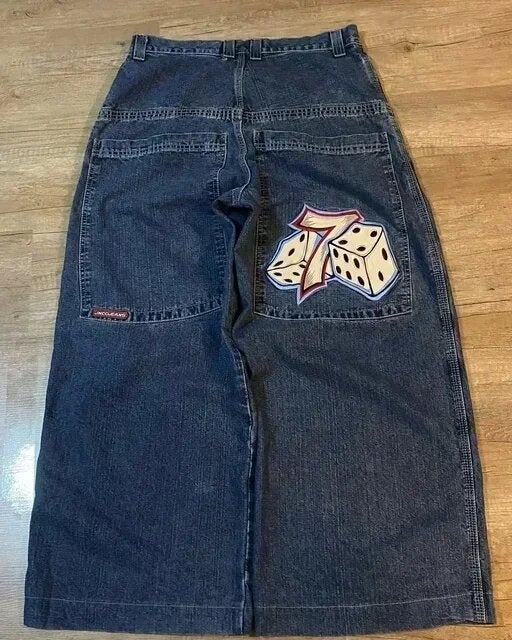 JNCO Mens Straight Leg Jeans Retro Streetwear Casual Washed Denim Pants High Waist Zipper Closure Cotton Blend N02 Blue 
