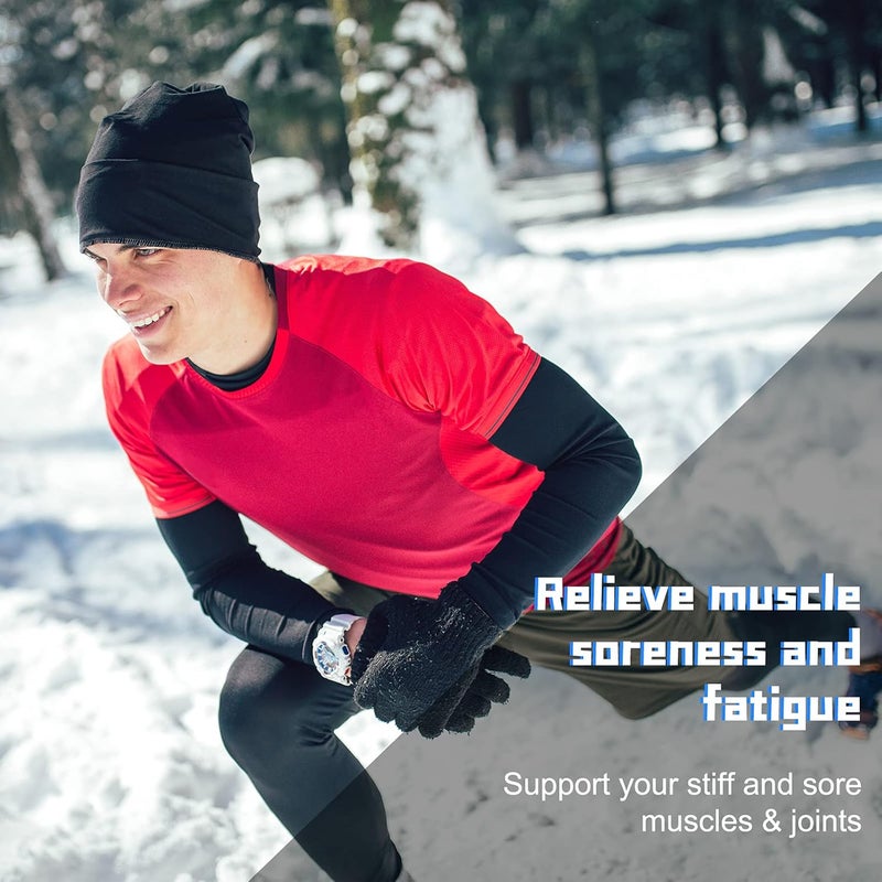 Boyiee 4 Pcs Thermal Arm Warmer Cycling for Men Women Full Length Warmers Arm Sleeves Leg Compression Outdoor, Black, Large - Image 5