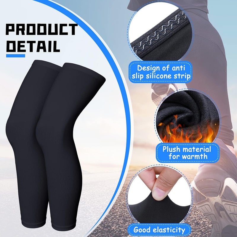 Boyiee 4 Pcs Thermal Arm Warmer Cycling for Men Women Full Length Warmers Arm Sleeves Leg Compression Outdoor, Black, Large - Image 2
