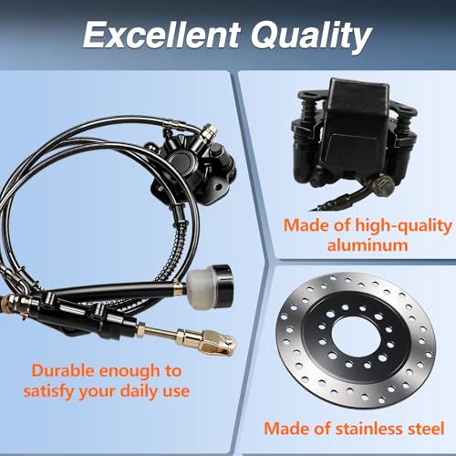 HIMARKLIF Hydraulic Rear Disc Brake Caliper System Disk Rotor Pads Compatible with Dirt Bike Quad Wheel ATV Go-kart 150cc 200cc 250cc Dune Buggy - Image 2