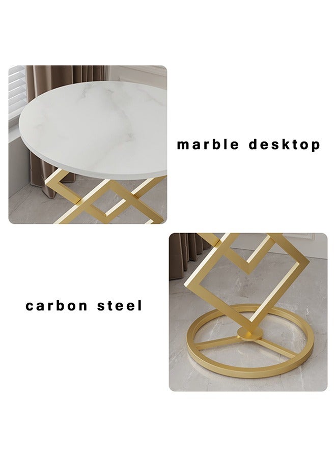 CityRiya-Long Side Table, Coffee Table, Marble End Table, Round Table, Bedside Table, Living Room Table, Coffee Corner Table for Living Room/Bedroom/Office, Nightstand Bed Side Table - Image 4