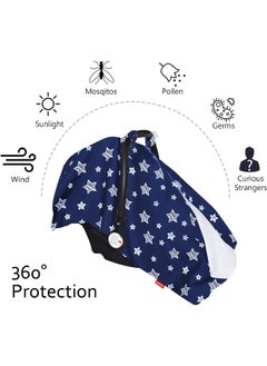 Moonsea Moonsea Baby Carseat Canopy Nursing Cover, Car Seat Canopy for Girls or Boys, Navy Star Print Infant Car Seat Canopy with Soft Minky Fabric Back, for Breastfeeding Moms  - Image 5