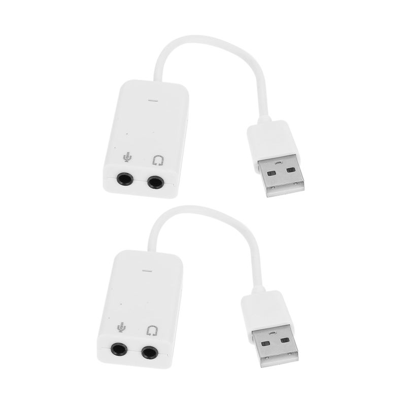2 قطعة من محول بطاقة الصوت USB الخارجي المستقل مع تقليل الضوضاء، قم بتوصيله وشغله، مقبس ميكروفون وسماعة رأس - Image 2