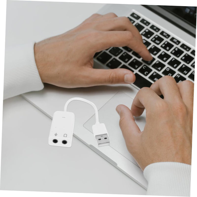 2 قطعة من محول بطاقة الصوت USB الخارجي المستقل مع تقليل الضوضاء، قم بتوصيله وشغله، مقبس ميكروفون وسماعة رأس - Image 5