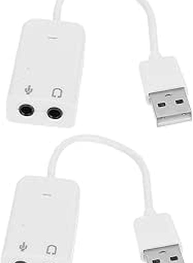 2 قطعة من محول بطاقة الصوت USB الخارجي المستقل مع تقليل الضوضاء، قم بتوصيله وشغله، مقبس ميكروفون وسماعة رأس - Image 1