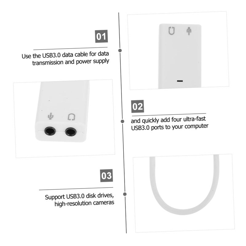 2 قطعة من محول بطاقة الصوت USB الخارجي المستقل مع تقليل الضوضاء، قم بتوصيله وشغله، مقبس ميكروفون وسماعة رأس - Image 4